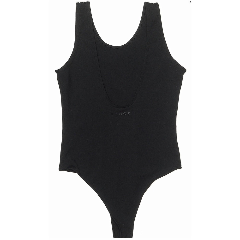 Ethos Womens XXL Black Sleeveless Scoop Neck Stretch Thong Bodysuit Logo